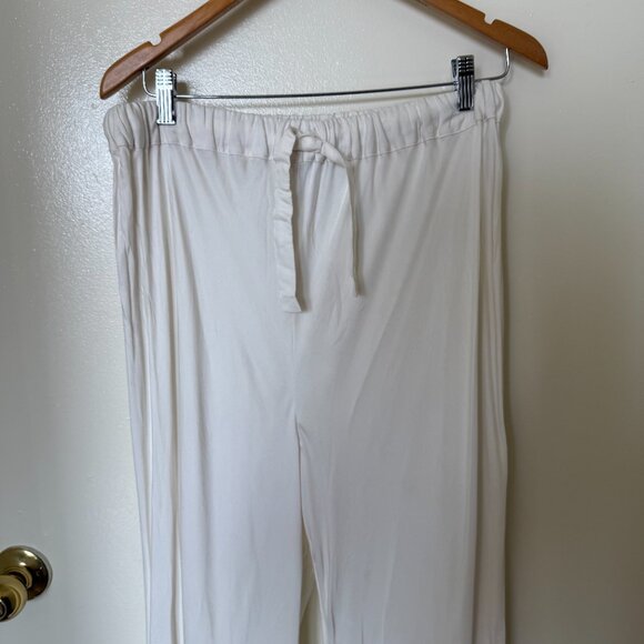Sleeper White Boudoir Wide Leg Feather Hem Pajama Pants XS/S - Picture 3 of 9